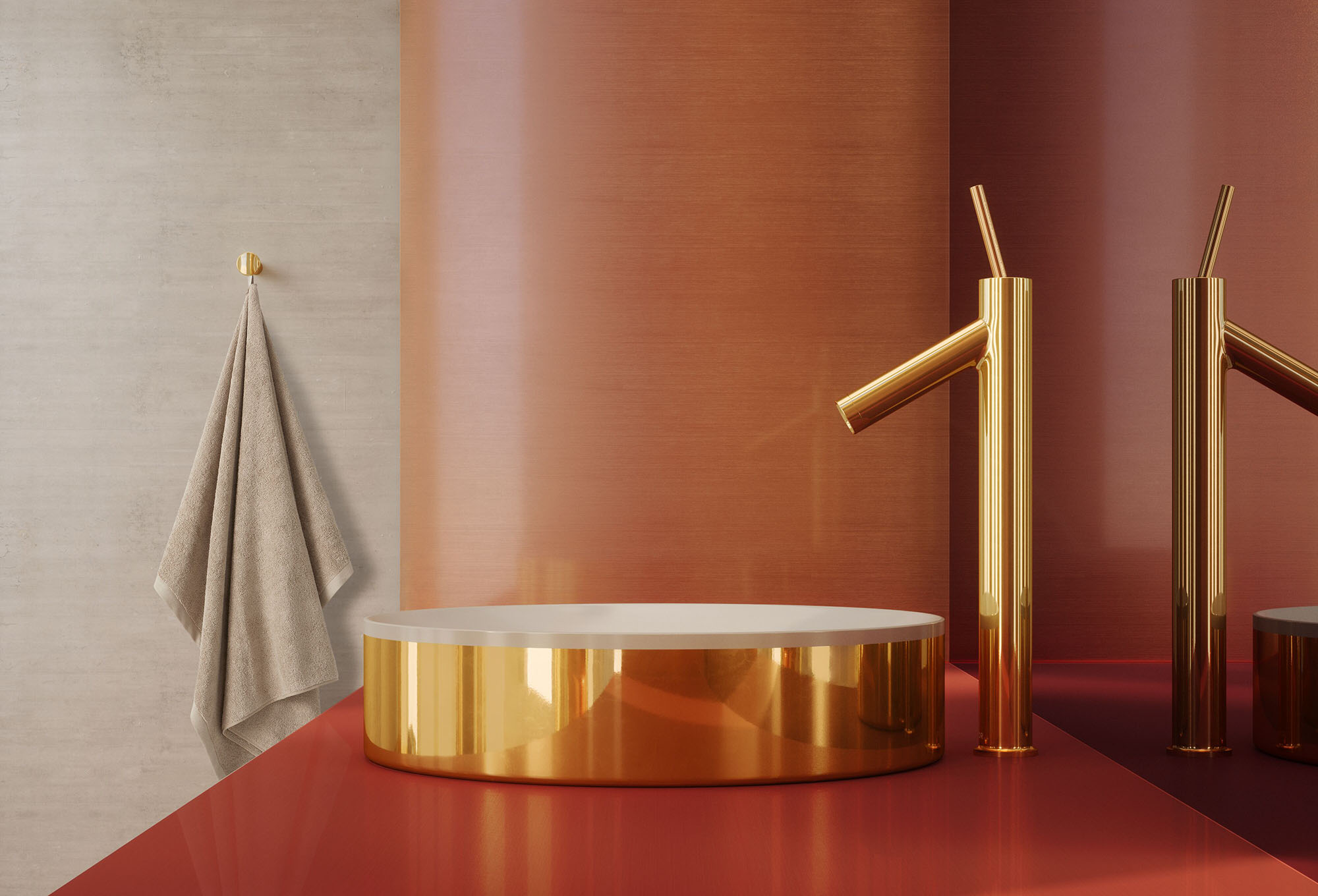 AXOR Suite washbasin with tap gold